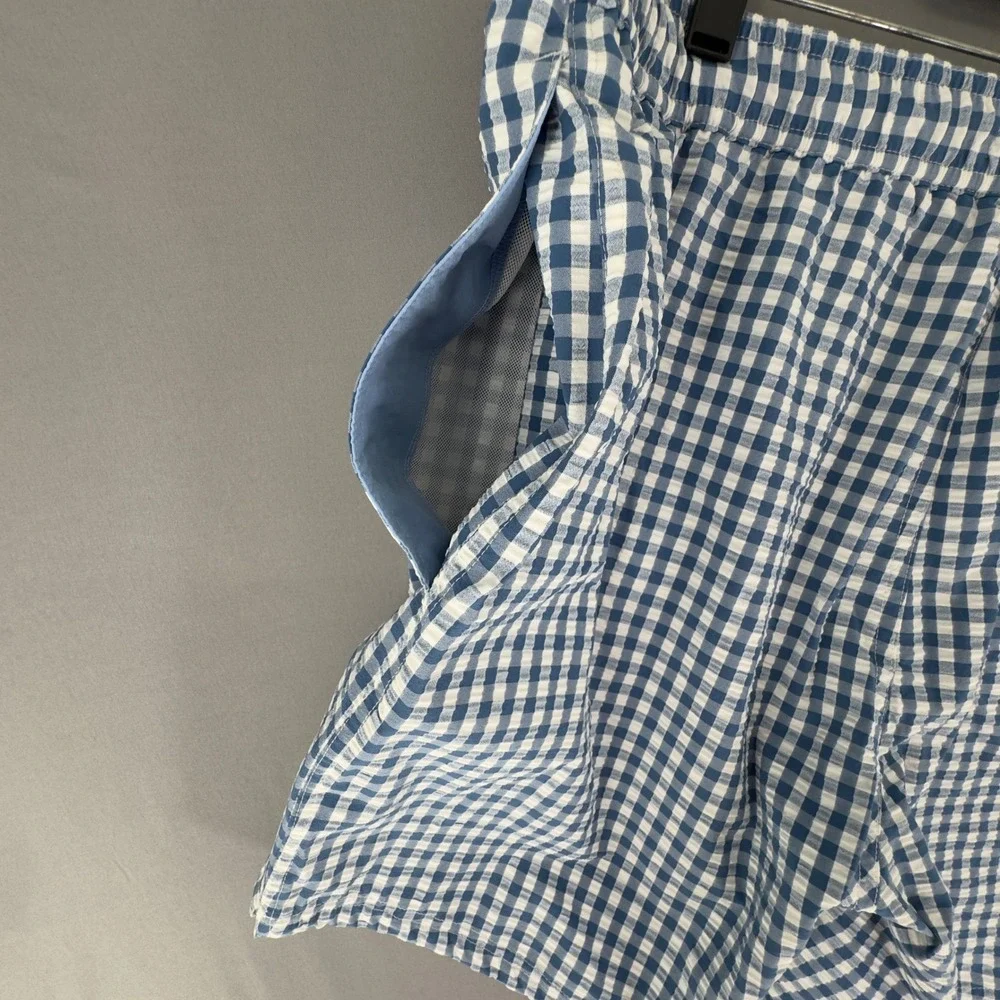 Bonobos Seersucker Surf Swim Trunks Mens L Large Blue Gingham Check 7